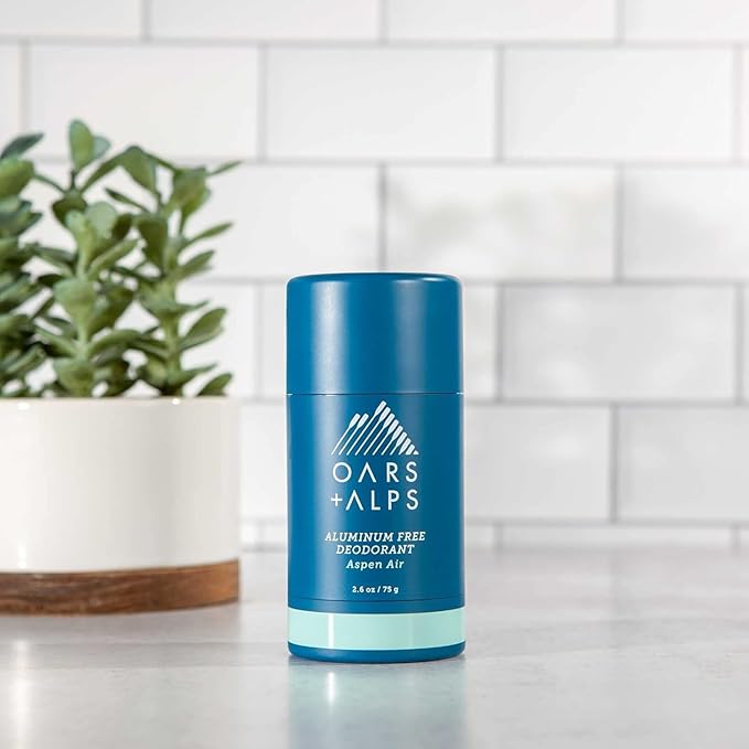 Oars + Alps Aluminum Free Deodorant for Men and Women, Dermatologist Tested and Made with Clean Ingredients, Travel Size, Aspen Air, 2 Pack, 2.6 Oz Each