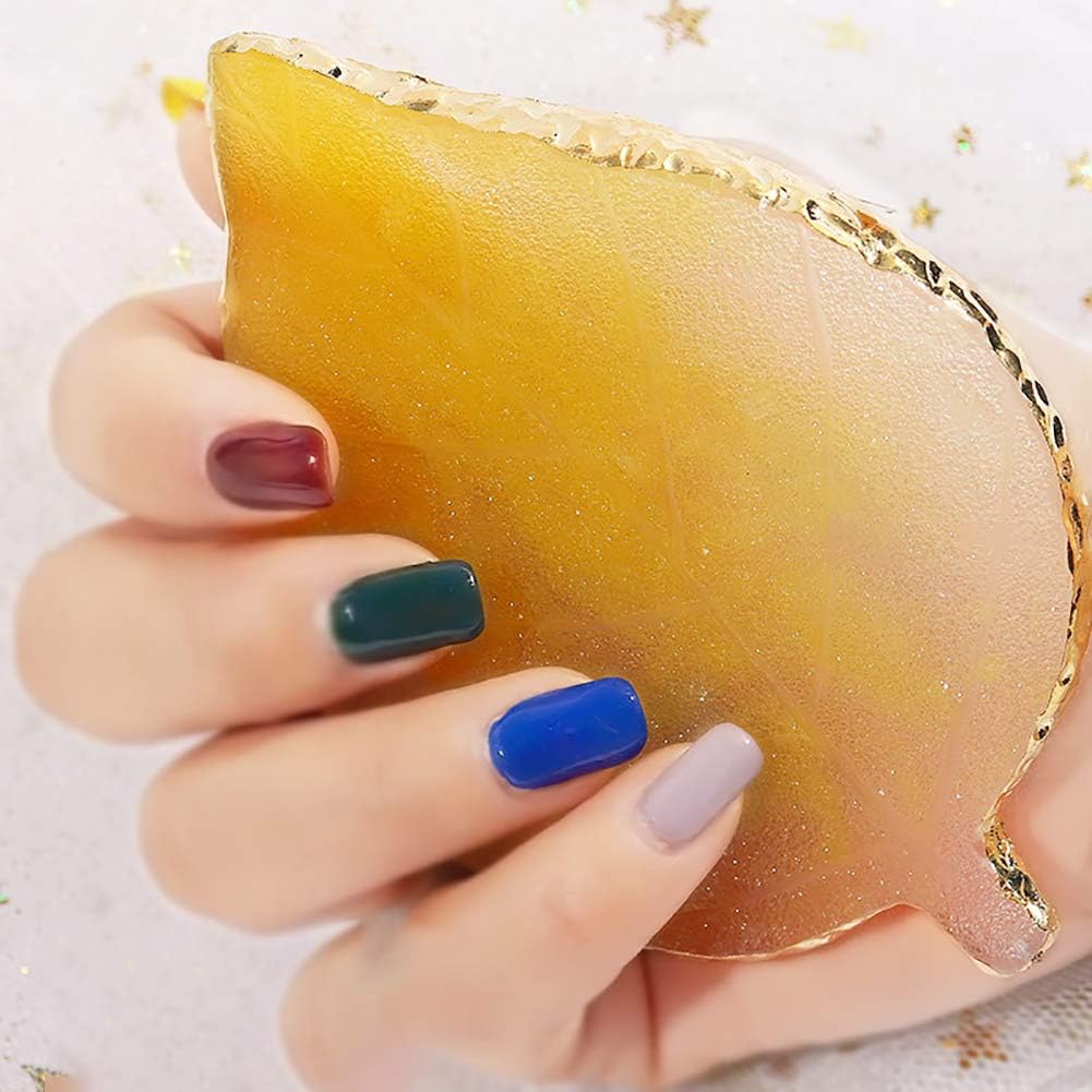 1 Pcs Leaf Resin Nail Art Palette Painting Makeup Palette Tray Cosmetic Nail Gel Polish Colors Mixing Pallet Purple