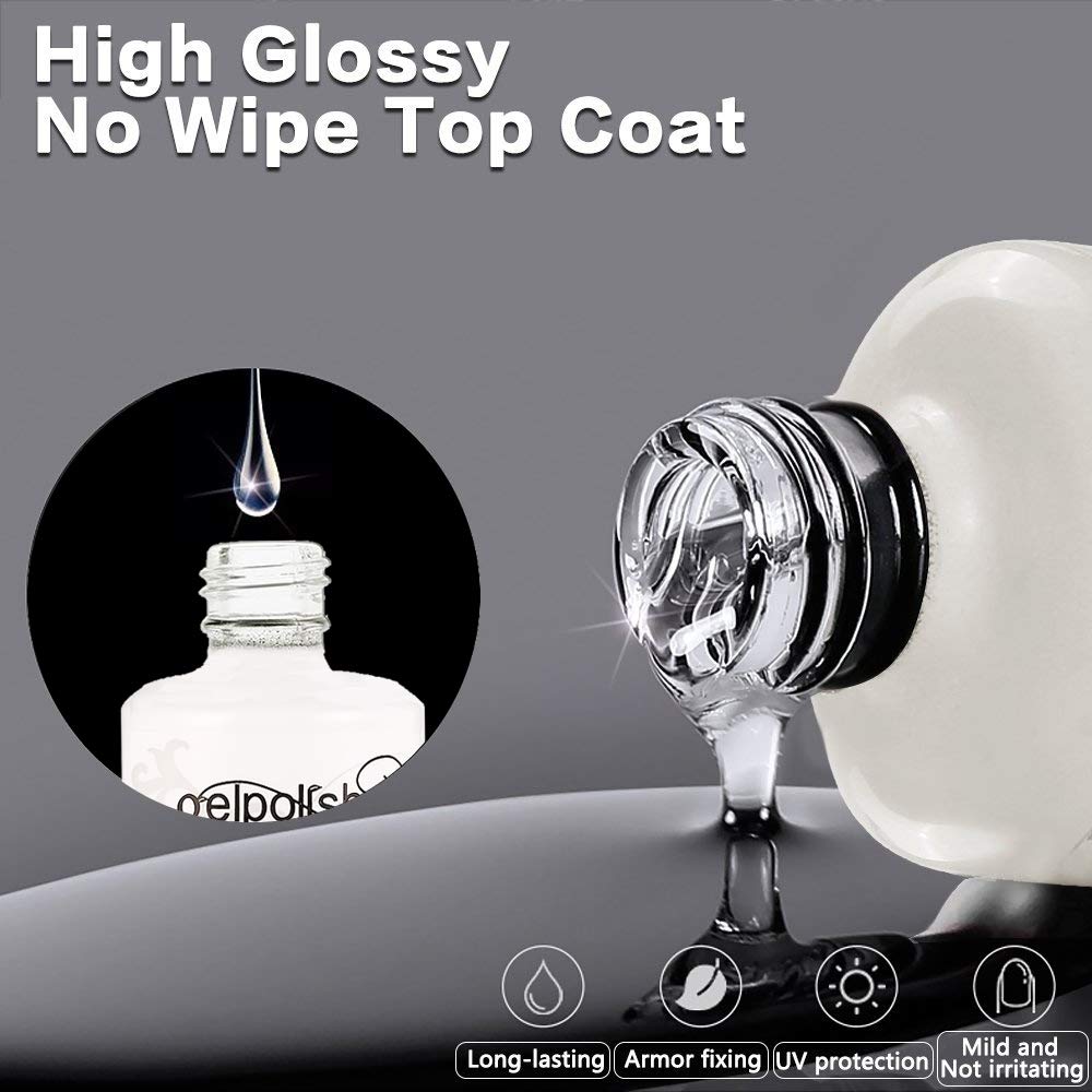 Vishine Long Lasting Soak Off Nail Polish Base + Top Coat Set Gel 15ml