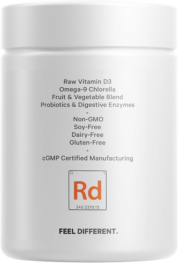 Codeage Raw Vitamin D3+ High Potency 5000 IU Supplement from Saccharomyces Cerevisiae - Raw Vitamin, Probiotics, Digestive Enzymes, Fruits & Greens - 2-Month Supply - 60 Capsules