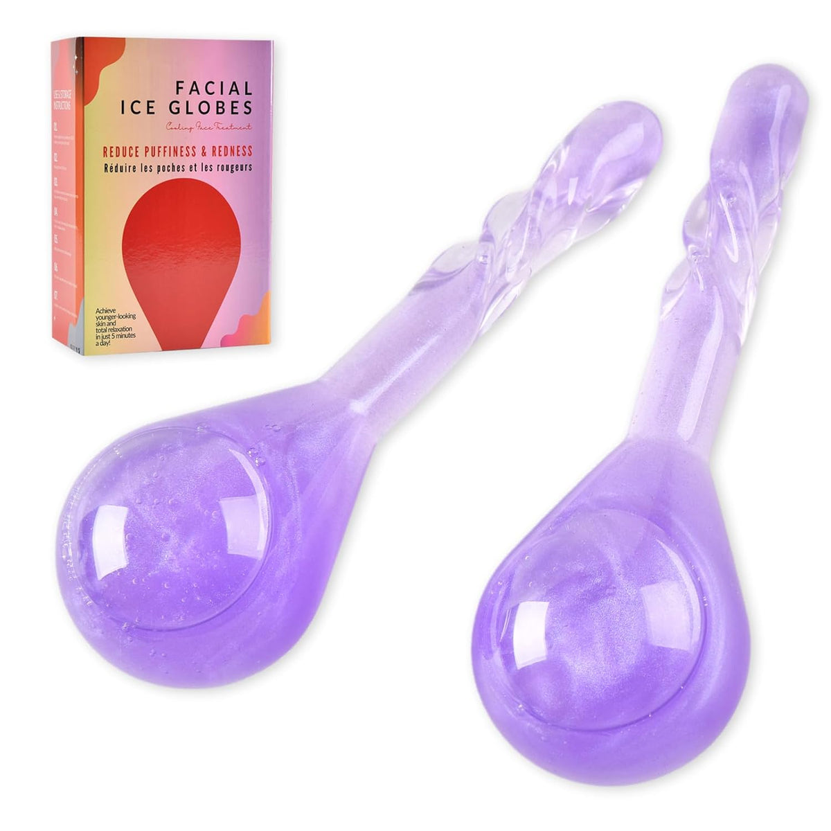 Ice Globes for Face and Eyes, Cooling Facial Massage Tool, Cryo Beauty Roller for Puffiness, Redness, Fine Lines & Wrinkles, Skincare Gift for Home Spa Use