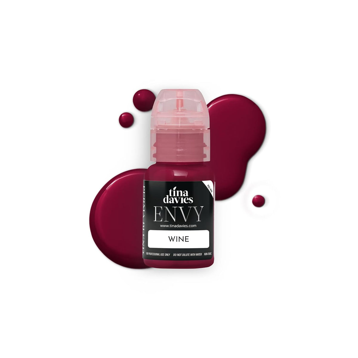 Tina Davies Professional Envy & Lust Lip Pigments - Permanent Lip Makeup - Colors Heal True to Tone - High Retention - Envy Wine, 1/2oz/15ml Bottle