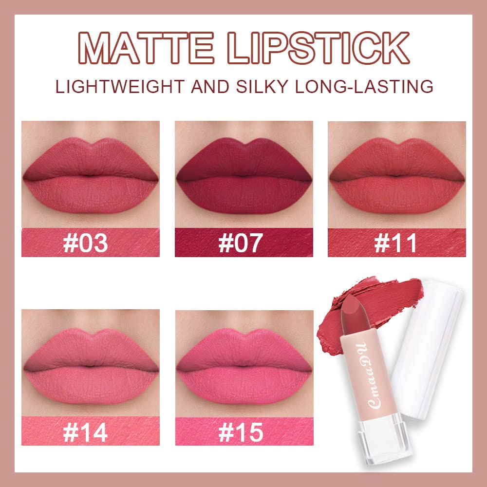 evpct 5Pcs Dark Orange Red Pink Mauve Matte Lipstick Pack Sets for Women Red Silky Velvet Lipstick Matte Long Lasting Smudge Proof Lipstick Lip Stain Makeup Sets Kit matte lipstick 24 hours original 3