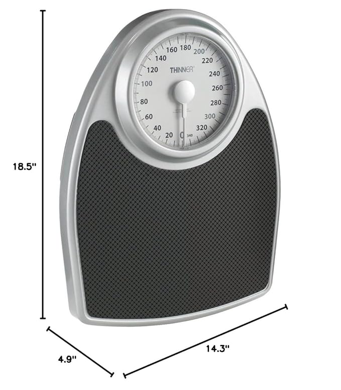 Thinner by Conair Scale for Body Weight, Analog Bathroom Scale in Black