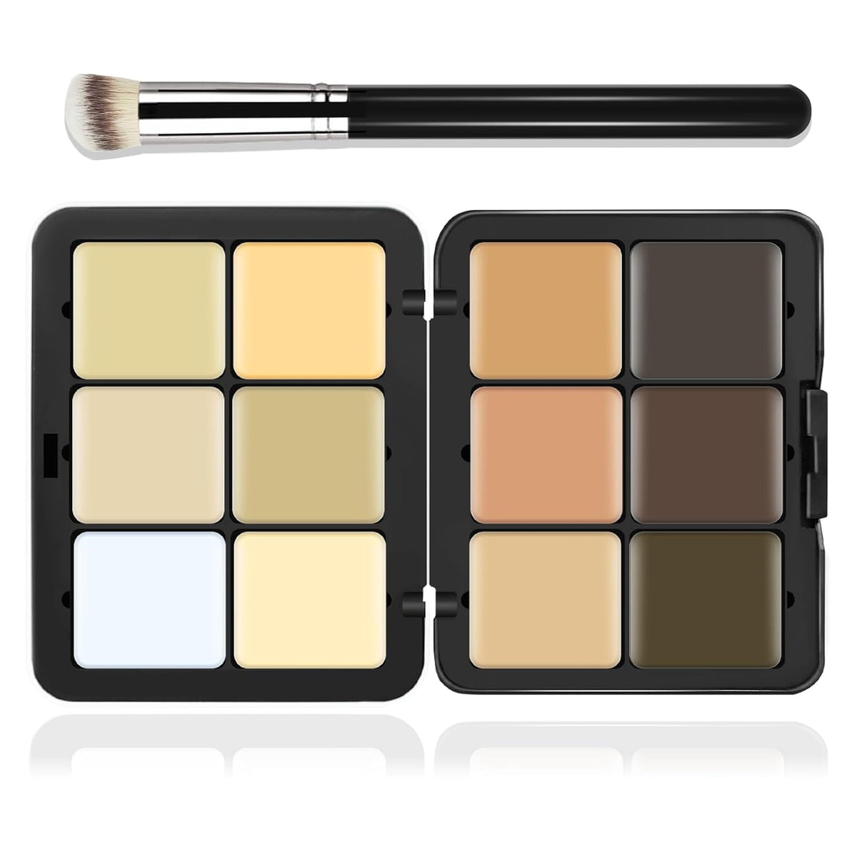 12 Colors Cream [Contour+Concealer] Makeup Palette for Cheeks - Multi-functional Makeup Palette with Brush, Natural Matte Long Wearing, Waterproof Blendable Face Makeup Palette (#03)