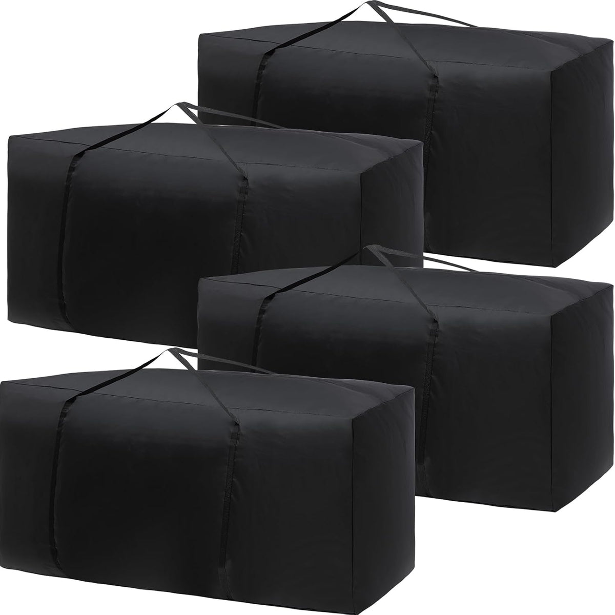 Silkfly 4 Pcs Patio Cushion Storage Bags 48" L x 15" W x 22" H Outdoor Cushion Storage Bag Extra Large Zippered Furniture Pillow Protective Storage Bag Black 420D Oxford Fabric Christmas Tree Storage
