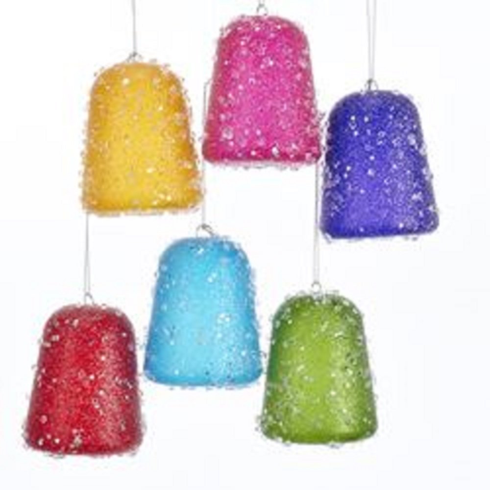 Glittered Gum Drop Ornaments, 6 Assorted