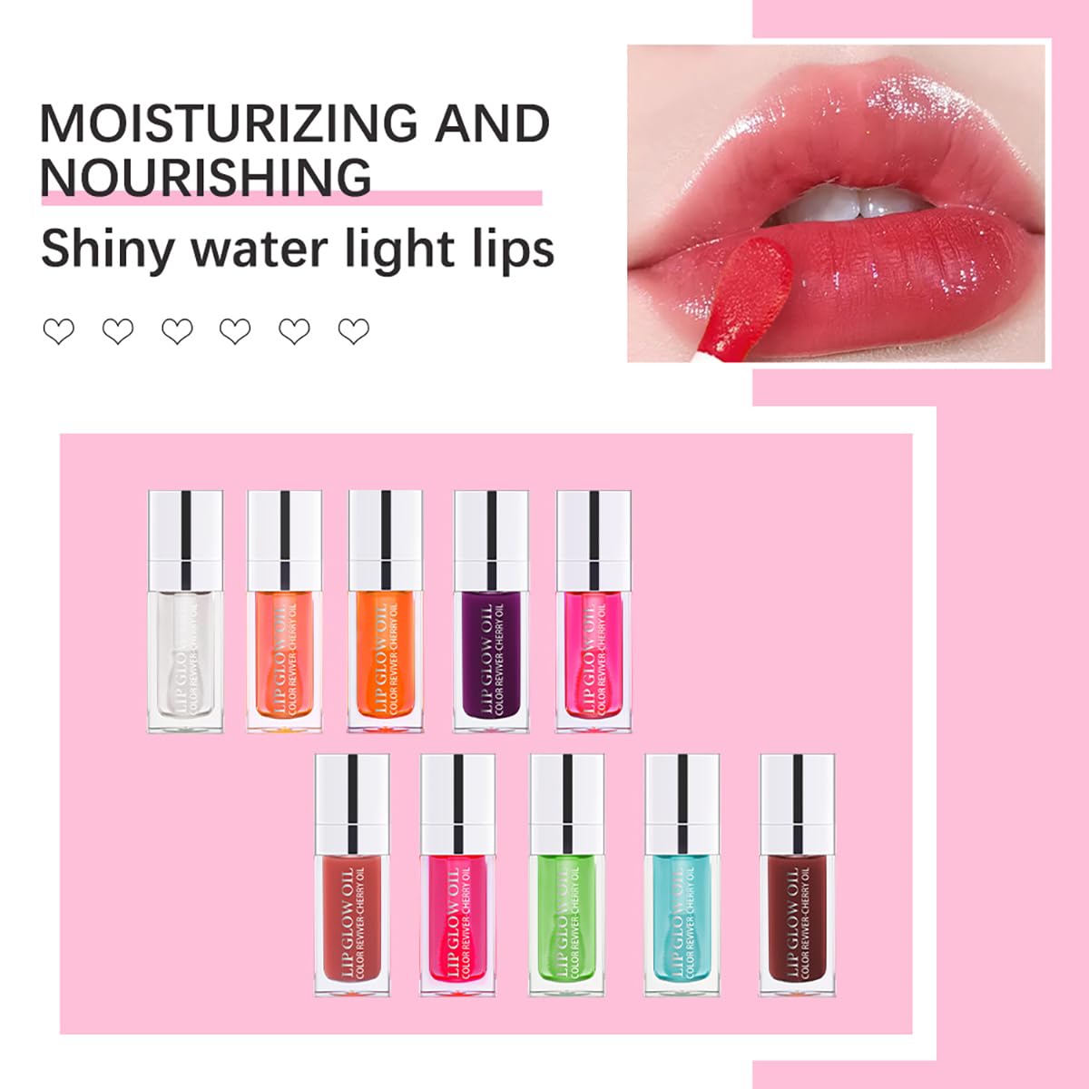 Hydrating Lip Glow Oil Moisturizing Plumping Lip Tint Lip Gloss Transparent Lip Balm Long Lasting Nourishing Repairing Lightening Lip Lines (000#+012#)