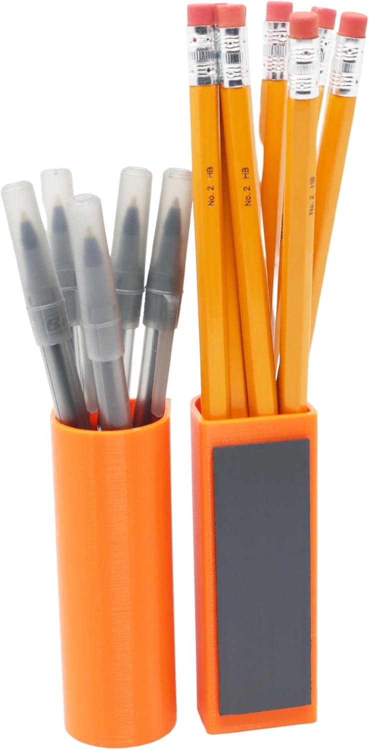 Magnetic Pen Holder, Marker Holder and Pencil Holder for Refrigerator, Locker, Whiteboard or Desk (Small, Pumpkin, Set of 2)