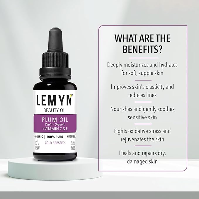 Plum Kernel Face Oil |Supercharged with Vitamin C & E | Freshly Made | Luxurious Hydration & Glow | Organic & Natural | Handcrafted Freshness from Santa Barbara, CA