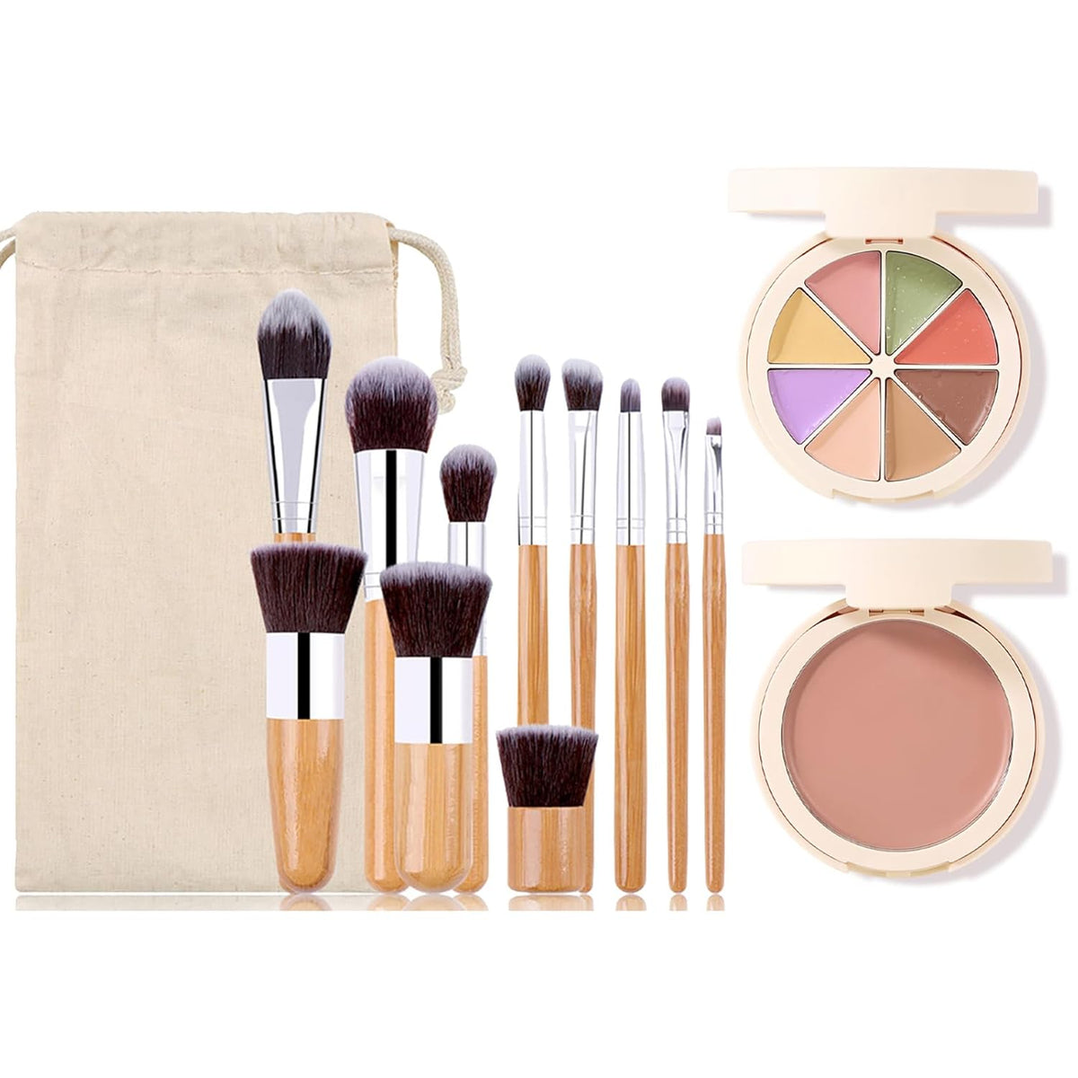 Professional Makeup Cream Contour Palette, Joyeee 8 Colours Concearler Full Coverage & Makeup Brush Set Contour Concearler Palette Contouring Face Make Up Gift for Women Girls