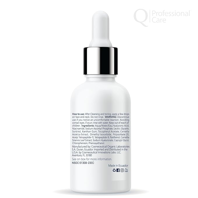 Serum for Face | Hyaluronic Acid | Vitamin C | Microneedling | HCA | Multi-Peptides, Vitamins B5, B3, Niacinamide & Centella Asiatica | Alcohol free, Fragrance-Free
