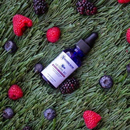 NANO METHYL B-12, 1000MCG Methylcobalamin, nanosized liquid drops for INSTANT ABSORPTION, East to Use. Delicious Berry Flavor.