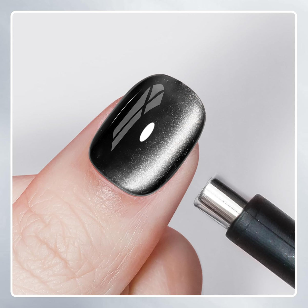 Black Cat Eye Gel Polish, 15ML Jelly Glass Cateye Gel Nail Polish with Magnetic Stick Moonlight Shimmer Glitter Effect Soak Off Salon DIY at Home