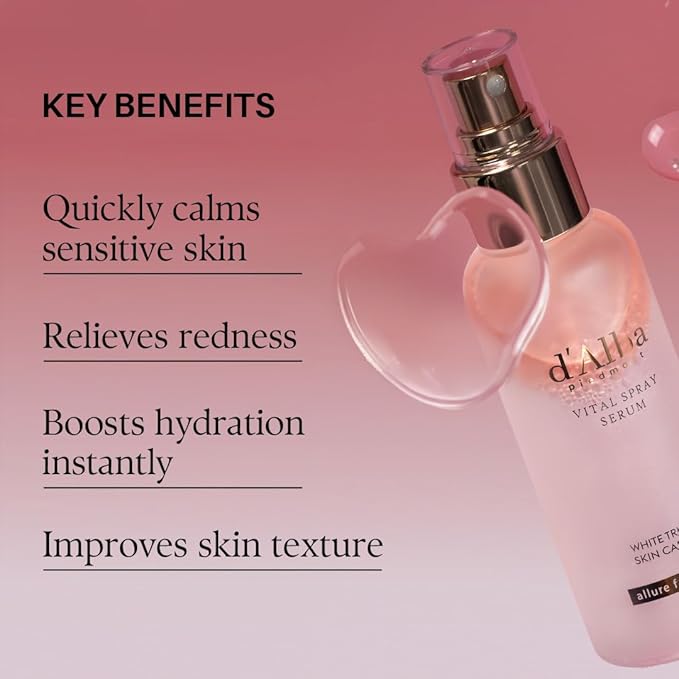 d'alba Piedmont Italian White Truffle Vital Spray Serum, Vegan Skin Care, Calming and Hydrating Facial Mist for Red and Sensitive Skin, Glow Serum, Surfactant Free, All in One, Korean Skin Care