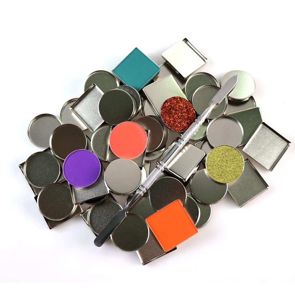 50 Pcs Empty Round Metal Pans, Makeup Palette Pans for Eyeshadow Magnetic Cosmetic Palette Size 26mm (Round - 50 Pcs)