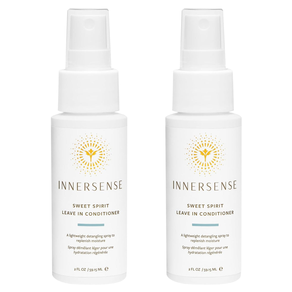 INNERSENSE Organic Beauty - Natural Sweet Spirit Leave-In Conditioner | Detangling, Hydrating, Smoothing | Non-Toxic, Cruelty-Free, Clean Haircare (2 Pack - 2 fl oz | 59.1 mL each)