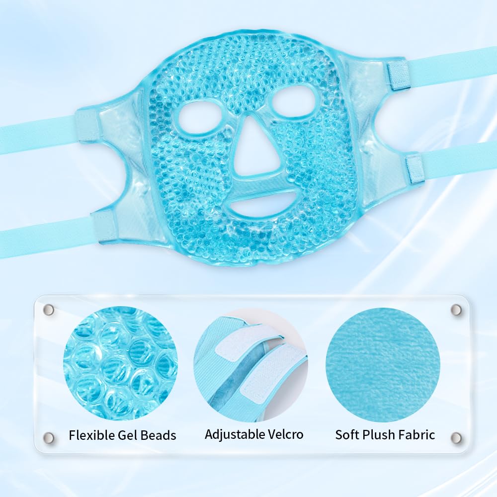 Cold Face Eye Masks Ice Face Mask Hot Cold Compress For Dark Circles, Puffiness, Migraines, Headache, Stress, Redness, Cooling Face Masks For Women Man, Skin Care