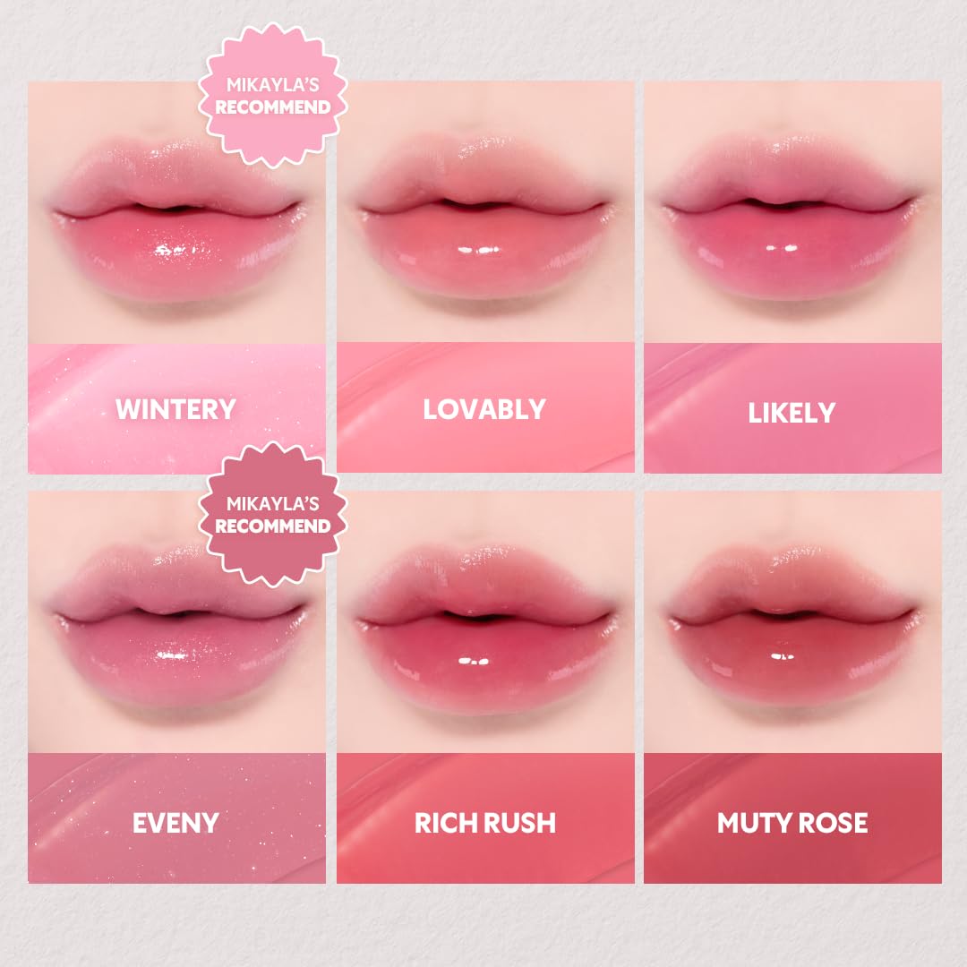 TIRTIR [*Mini Size Waterism Tinted Lip Gloss #26 Bareble, 0.06 Fl Oz – Kiss Ready Lipgloss, 12H Long Lasting Non Sticky Natural Tinted Glow Korean Multiuse Cheek and Lip Tint for Women gift