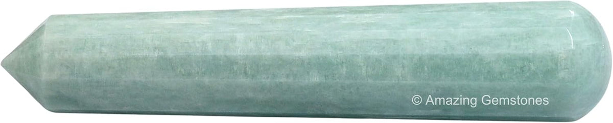 Amazing Gemstone Amazonite Crystal Wand Massage Stick - Pelvic Wand Gua Sha for Adults - Crystals and Healing Stones Massage Wands for Adults Gifts (Pointed)