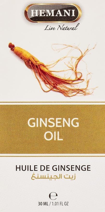 Hemani Ginseng Oil 30ml, Aceite de Ginseng, 100% Natural Herbal Ginseng Serum for Hair and Skin Care, Premium Ginseng Oil for Nourishing and Revitalizing Hair & Skin
