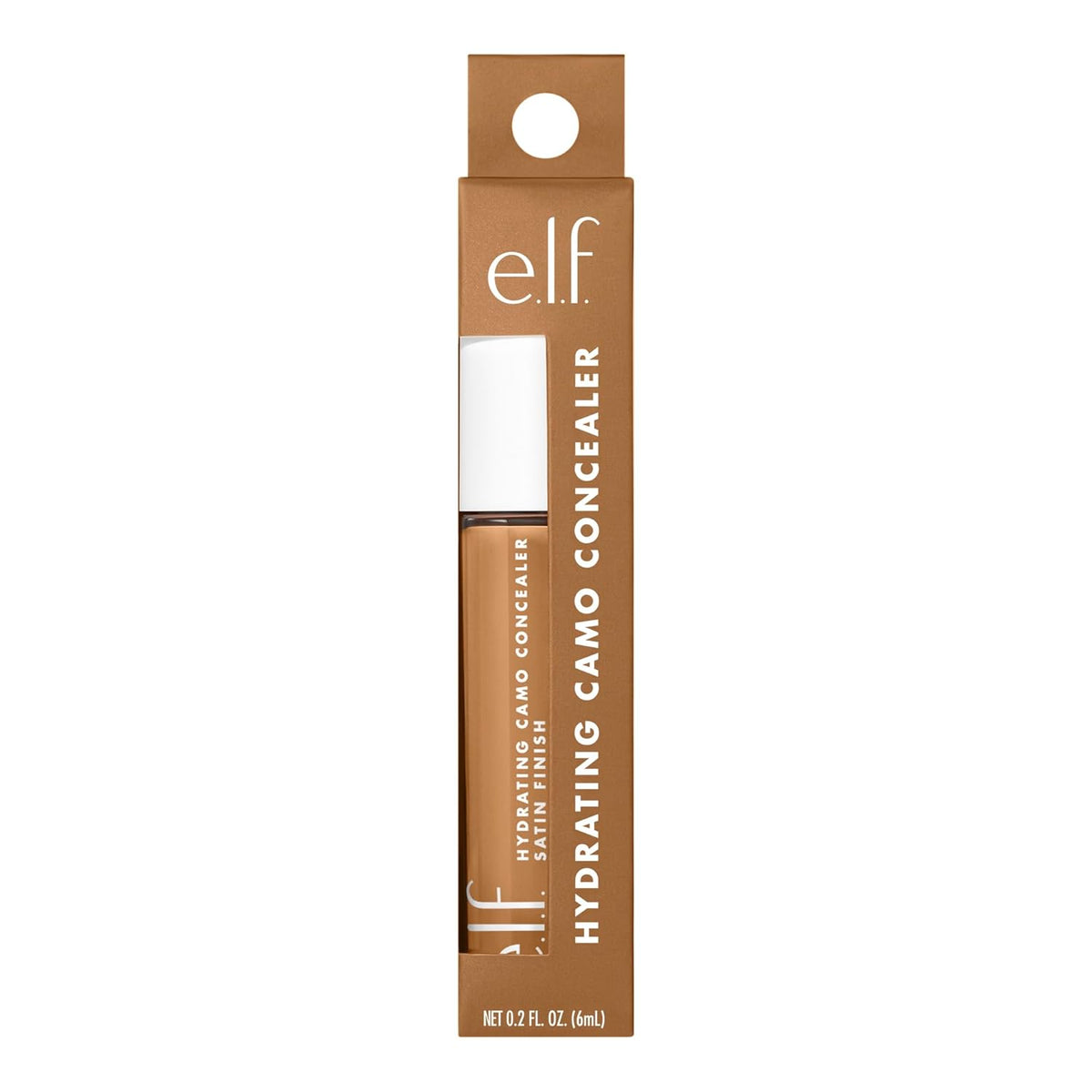 e.l.f. Hydrating Camo Concealer, Covers Blemishes & Under-Eye Circles, Full-Coverage & Delivers A Satin Finish, Vegan & Cruelty-Free, Deep Chestnut