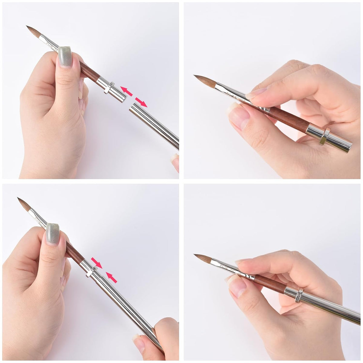 KADS Acrylic Nail Brush with Penholder Nail Brush for Acrylic Application-Oval Shaped Powder Nail Design Tools for Professional Manicure DIY Home Salon (2#)