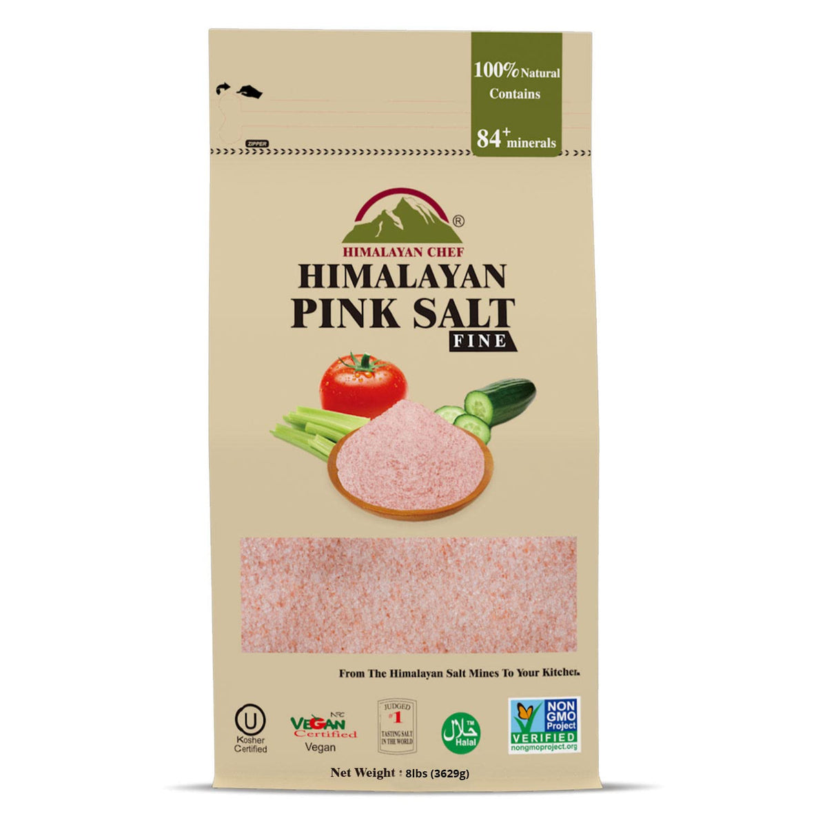 Himalayan Chef Pink Himalayan Salt, Extra Fine Grain - 8 Lbs
