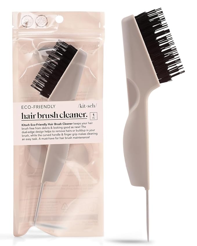 Kitsch Hair Brush Cleaner Tool - Double Sided 2 in 1 - For Pick Cleaning & Detangling Combs and Bristle Brushes, Hair Brush Cleaning Tool for Women and Men, Beauty & Hair Care Travel Essentials