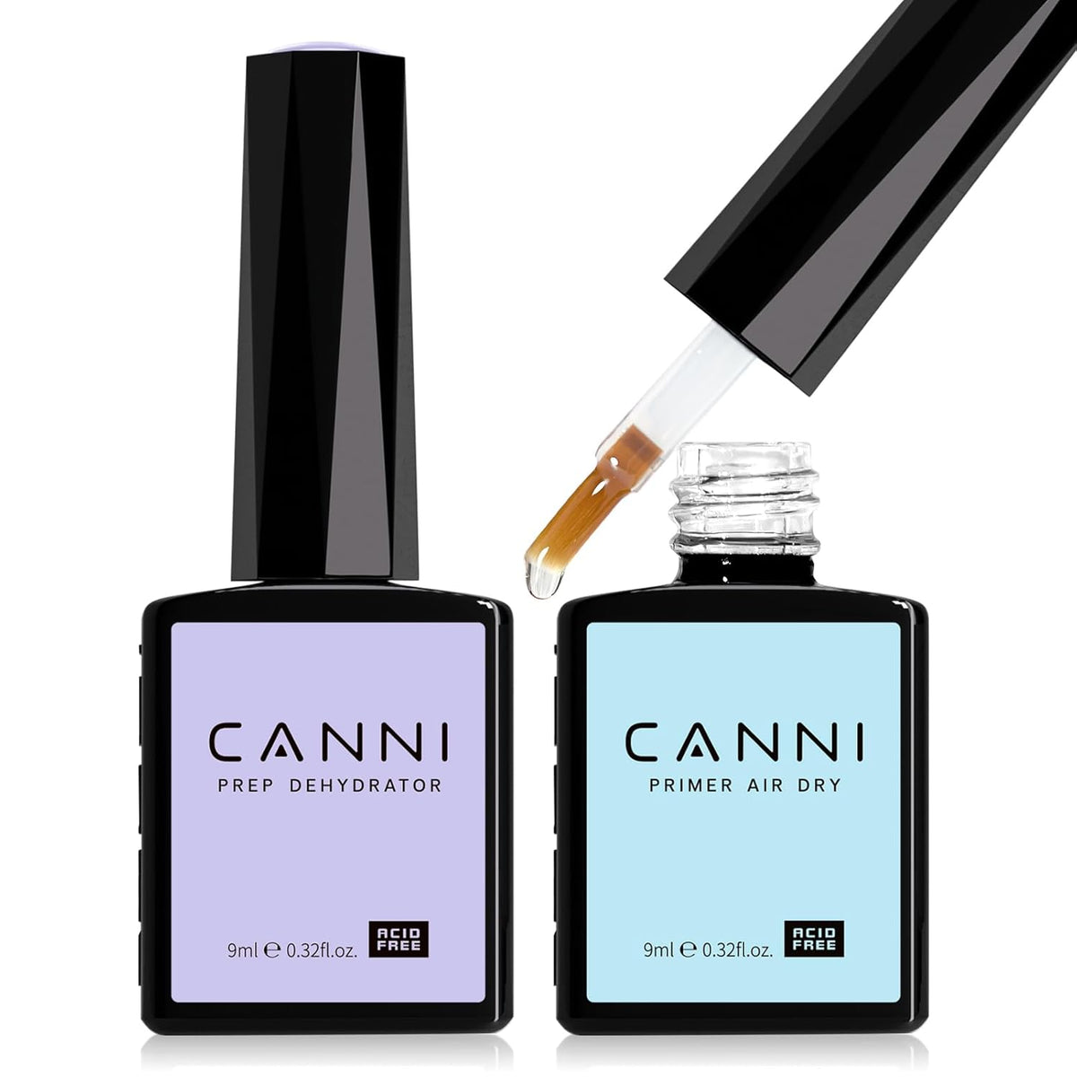CANNI 2Pcs Acid Free Nail Dehydrator and Primer Set, Air Dry Nail Primer & Pre-dehydrator Nail Bond Gel Manicure Kit DIY at Home Salon Gifts
