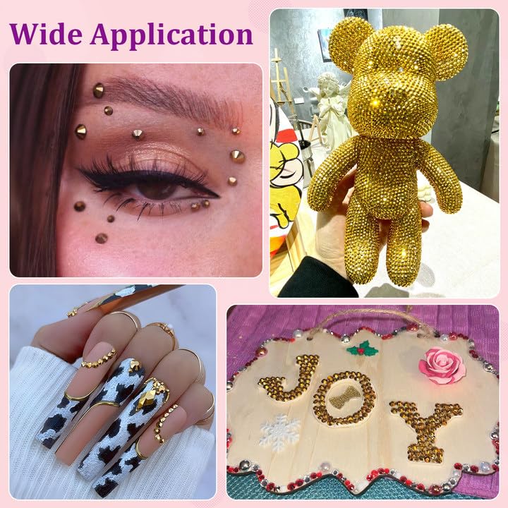 30000Pcs Resin Rhinestones for Bedazzling with Tweezers, Mine Gold Rhinestones for Crafting with B7000 Jewelry Glue for DIY Crafts Clothing Tumblers Shoes Fabric Nail Art