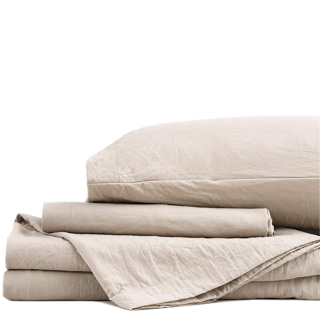 Lanest Housing Queen Sheet Set, 2400 Thread Count Soft Deep Pocket Microfiber Sheets, 4 Pieces Taupe Bedding Sheets & Pillowcases