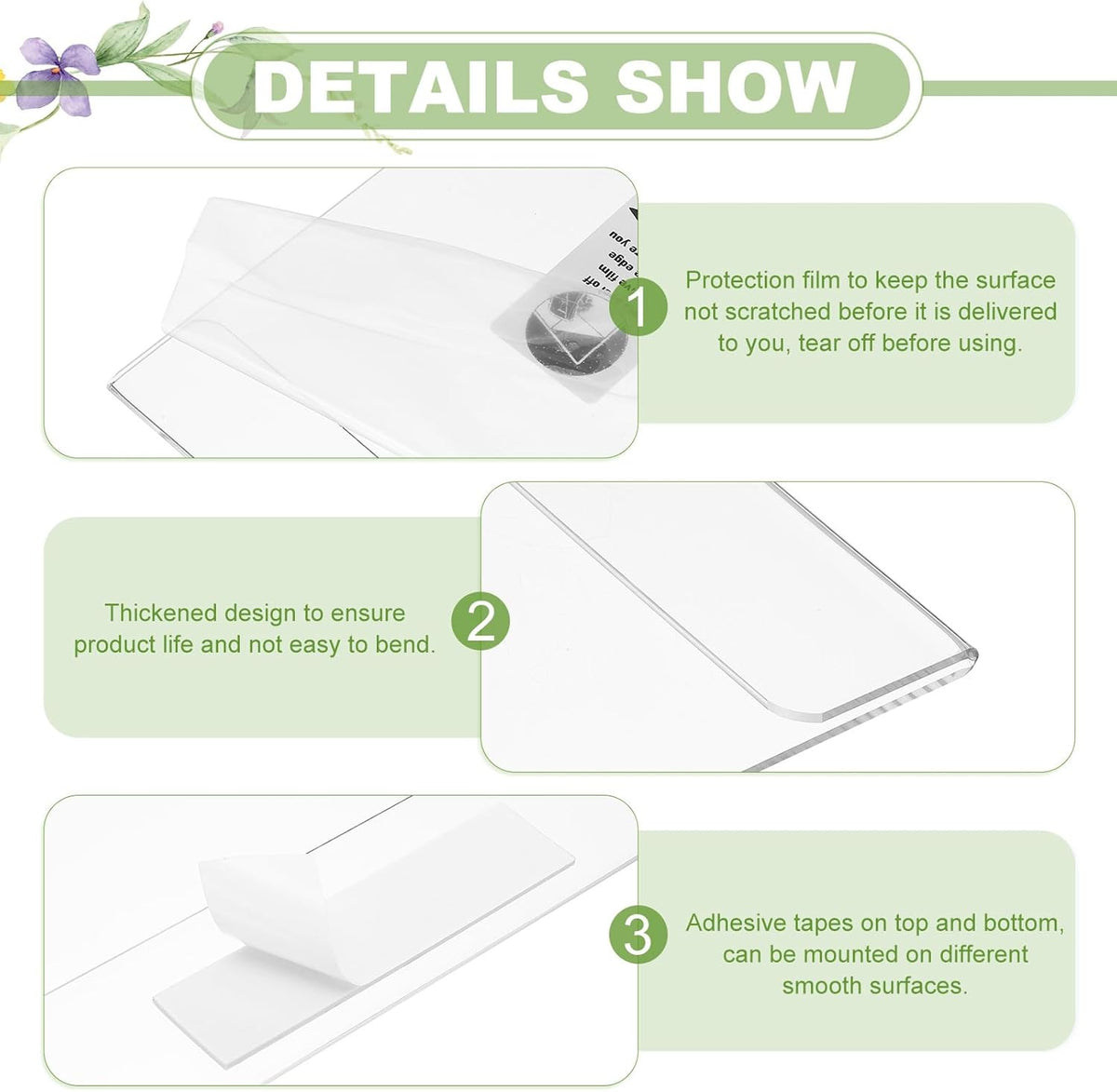 PATIKIL Acrylic Sign Holder, 12 Pack 5x7 Wall Sign Paper Holder Clear Picture Frame with Double Side Adhesive Tape for Office Restaurant Memo Menu Guide, Horizontal