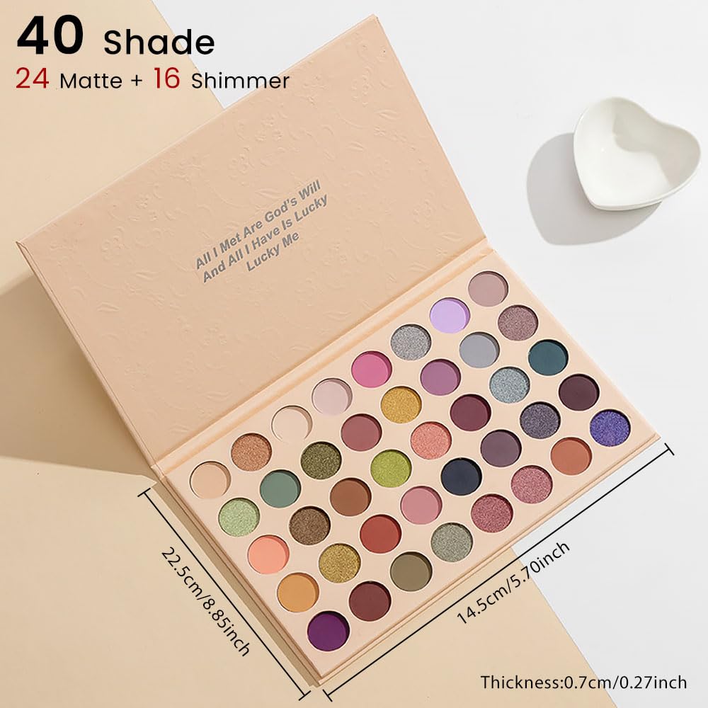 40 Girds Matte Shimmer Colorful Eyeshadow Palette for Teen Girl's Eye Makeup,High Pigmented Eye Shadow Primers Powder Palet de sombras de ojos