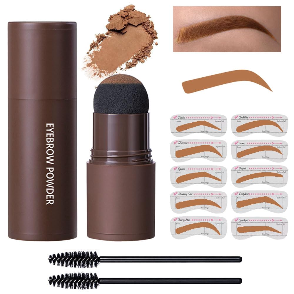 Eyebrow Stamp Stencil Set, Eye brow Charm Stencils Shaping Kit, Long-Lasting Eyebrow Shaper for Women Girl, Cruelty-Free plantillas para la cejas (Light Brown)