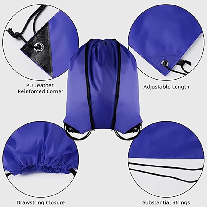 GoodtoU Drawstring Bags, Nylon Gym Bags with Cinch Sack - Drawstring Backpack for Sport, Traveling, Team (Blue, 48Pcs)