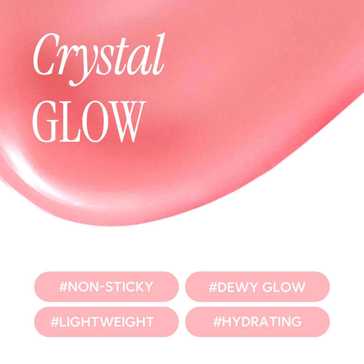 Crystal Dewy Lip Gloss | Lightweight & Non-Sticky | High-Shine & Long-Lasting | Hydrating Korean Lip Care Gloss | 0.17 oz. (01 PINK DOLPHIN)