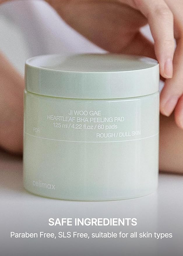 celimax Ji.Woo.Gae Heartleaf BHA Peeling Pad | with Heartleaf Extract, Exfoliating Toner Pads, Facial Peels, Hydrating, for Troubled Skin & Breakouts (60 Pads)