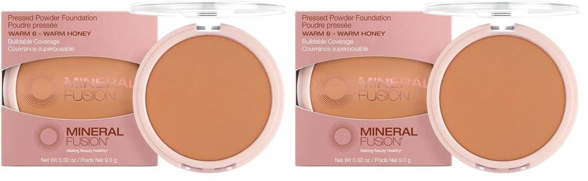 Mineral Fusion Pressed Powder Foundation, Warm 6, 0.32 Ounce (Pack of 2)