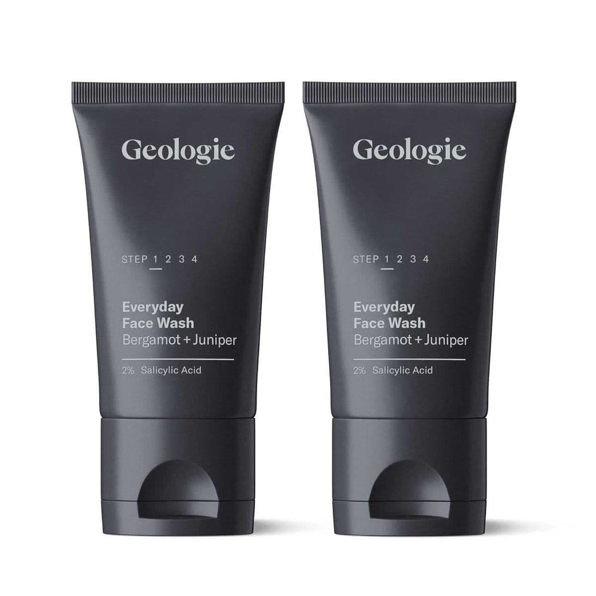 Geologie 2% Salicylic Acid Face Wash Bergamot + Juniper Scent | Facial Cleanser for Men & Women | Acne & Oil Control | Deep Cleansing & BHA Exfoliating Face Wash | 2-Pack