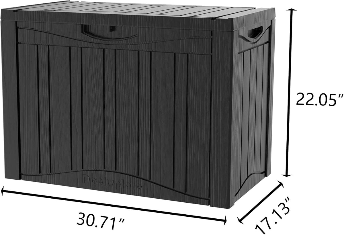 45 Gallon Waterproof Deck Storage Box - All-Weather Outside Storage Box with Lock, Outdoor Box Storage for Patio/Pool Accessories, UV-Resistant Resin, Matte Black