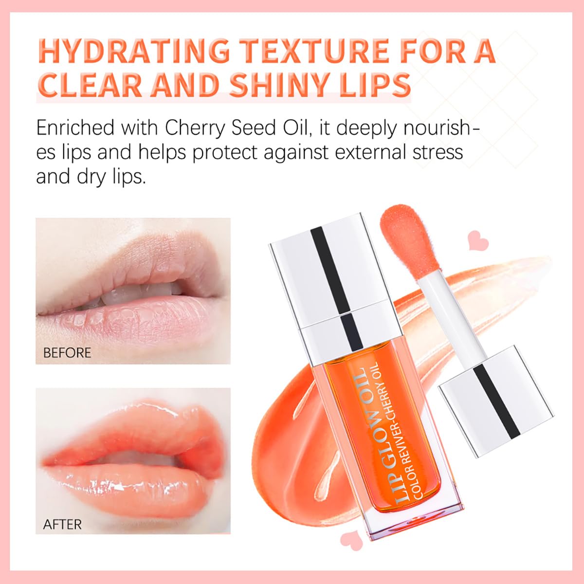 Hydrating Lip Glow Oil Moisturizing Plumping Lip Tint Lip Gloss Transparent Lip Balm Long Lasting Nourishing Repairing Lightening Lip Lines (001#+012#)