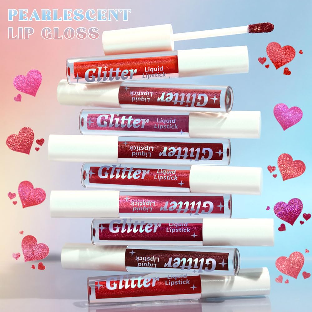Dark Pink Metallic Lipstick for Women,Lightweight Glitter Sparkling Liquid Lipsticks,Shimmer Lip Gloss Stain Long Lasting Waterproof Smudge Proof Non-Drying 24 Hour Full Coverage Lip Makeup,Vegan