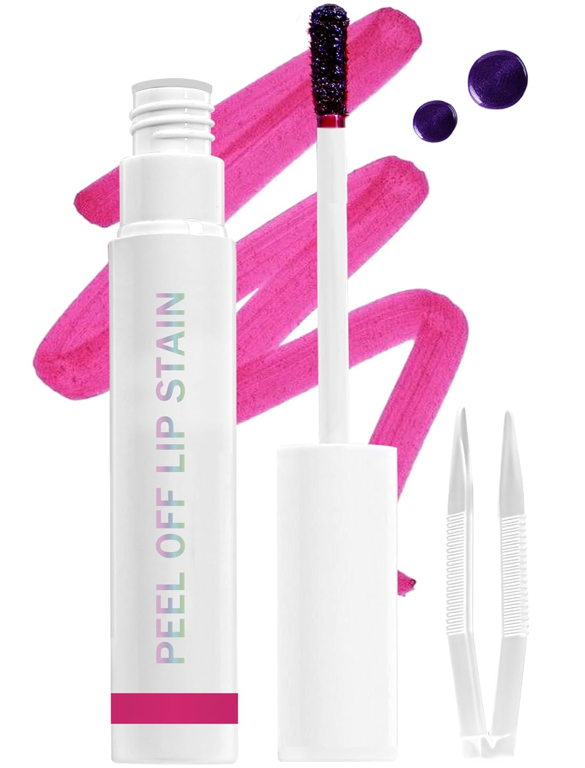 Lip Stain Peel Off, All Day Lip Liner Tint with Tweezer, Long Lasting Waterproof Transfer-Proof, Matte Lip Stains Makeup, Highly Pigmented Color, Bubblegum Pink