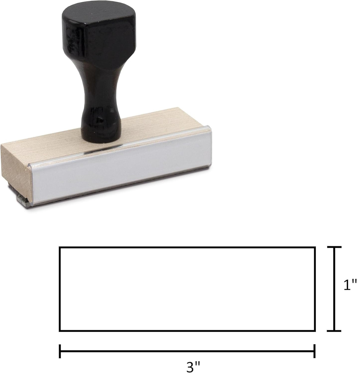 Infusion Custom Text Traditional Wood Stamp with Plastic Handle, 1" x 3"
