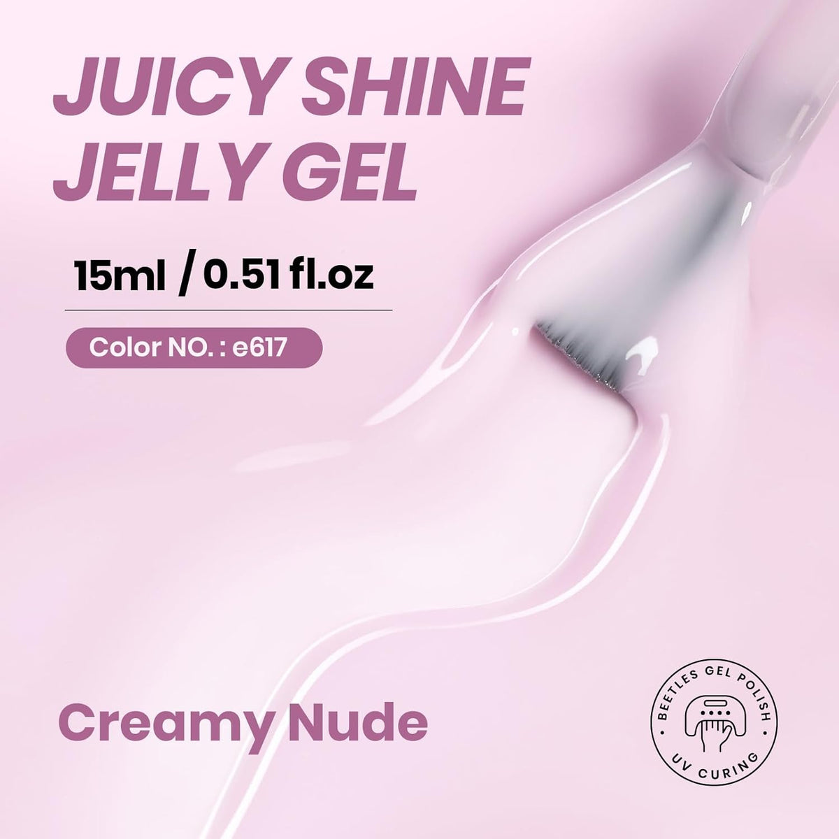 Beetles Nude Gel Nail Polish - 15ml Nude Purple Jelly Gel Polish Neutral Nail Polish Nail Concealer Sheer Translucent Effect Soak Off UV French Nail Art Manicure Salon DIY Gifts for Women
