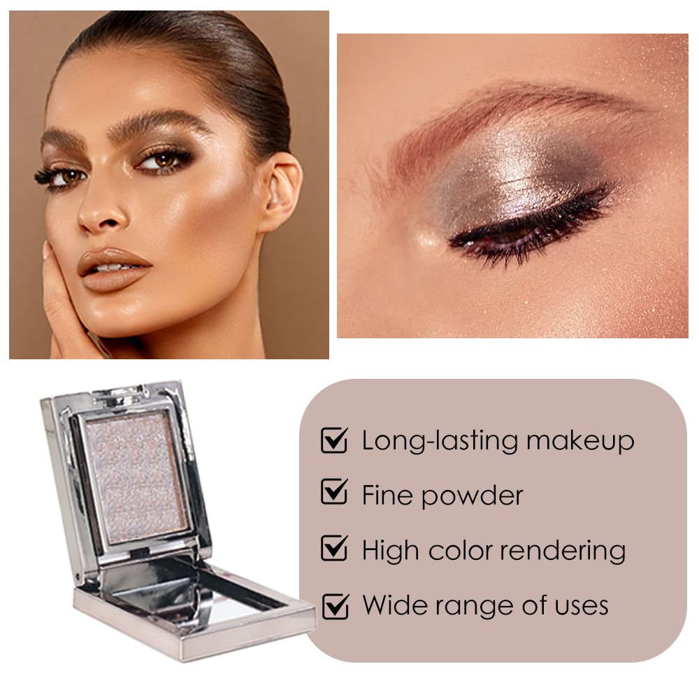 Taupe Mauve Shimmer Single Eye Shadow Palette Makeup with Mirror,Neutral Powder Monochrome Eyeshadow for Older Women,Waterproof Long Lasting Naturing-Looking sombras para ojos