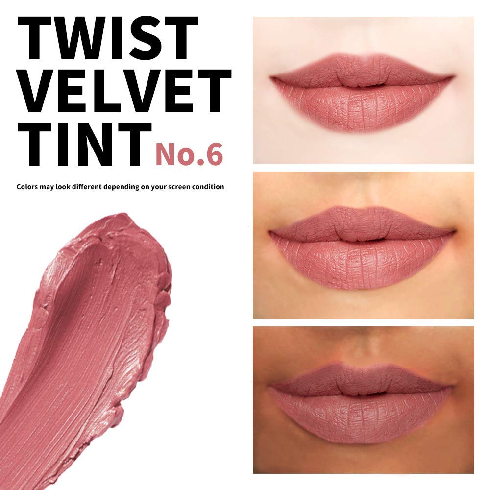 PASSIONCAT Long Lasting Lip Stain for Lips and Cheek Tint | High Pigment Color | lightweight Matte Finish | Weightless | Full Coverage | Twist Velvet Tint #6 (No.6)