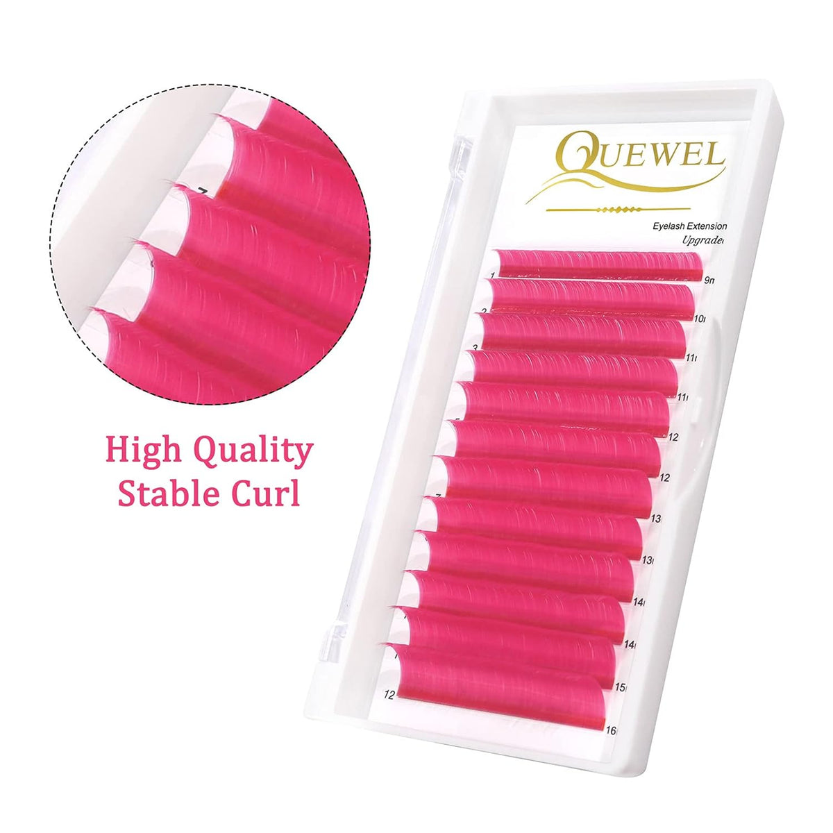 Colored Lashes Extensions .07 D Curl Easy Fan Volume Lashes Pink Volume Lash Extensions 9-16mm Mixed Lash Tray Self Fanning 2D-10D Volume Eyelash Extensions by QUEWEL (Pink 0.07 D 9-16mm)