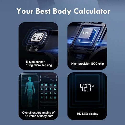 NUTRI FIT Smart Scale for Body Weight, Weight Scale with Backlight LED Display for BMI, Body Fat, Muscle Mass, 15 Body Composition, High Accurate Bluetooth Scale, Health Equipment Sync Apps 400lbs